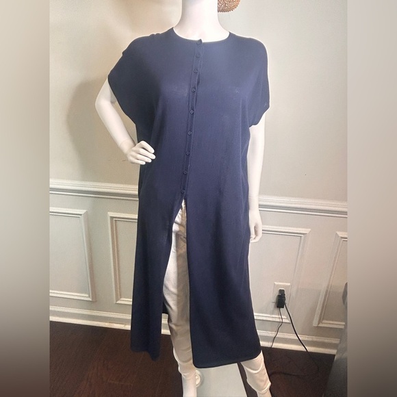 Women’s Lafayette 148 Crew Neck Midi Length Dress, Navy Blue, Size Large, - Picture 3 of 15
